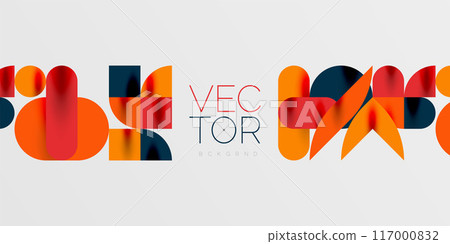 Circles, semi circles, squares and round shapes mosaic techno art. Vector Illustration For Wallpaper, Banner, Background, Card, Book Illustration, landing page 117000832