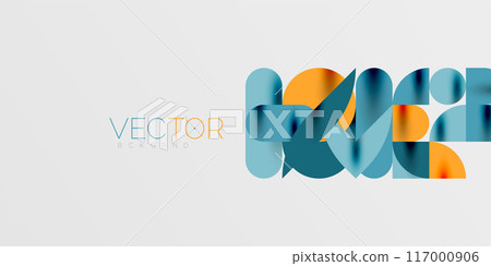 Circles, semi circles, squares and round shapes mosaic techno art. Vector Illustration For Wallpaper, Banner, Background, Card, Book Illustration, landing page Circles, semi circles, squares and round shapes mosaic techno art. Vector Illustration For Wallpaper, Banner, Background, Card, Book Illustration, landing page 117000906