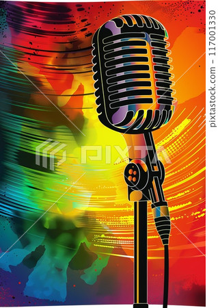 blue-violet gradients music concert poster with a microphone 117001330