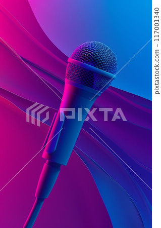 blue-violet gradients music concert poster with a microphone blue-violet gradients music concert poster with a microphone 117001340