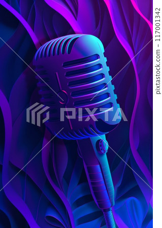 blue-violet gradients music concert poster with a microphone 117001342