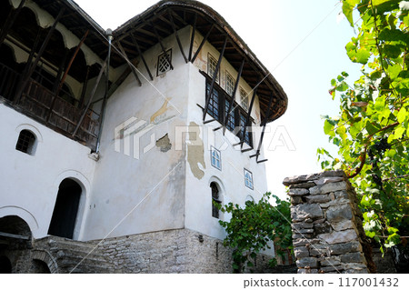Albania Gjirokastra silver city around the castle streets in the UNESCO listed old town of Gjirokaster in southern Albania 117001432