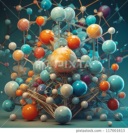 Assorted Balls and Chains on a Table. Generative AI 117001613