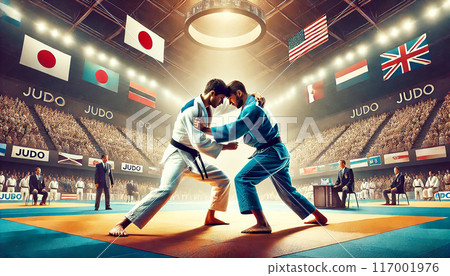 Judo players (Japanese and foreign) competing 117001976