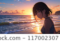 The sea and a girl in the sunset 117002307