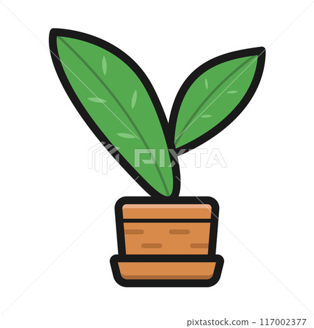 house plant in pot simple colour icon vector flat illustration 117002377
