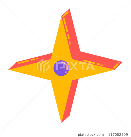 Colorful ornamental pseudo 3D star isolated on white. Symbol for game, flat style Colorful ornamental pseudo 3D star isolated on white. Symbol for game, flat style 117002509