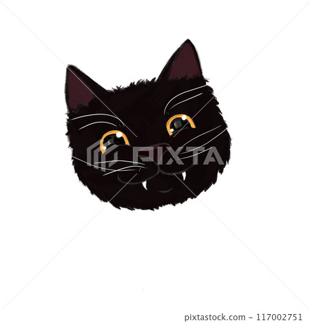 Black smiling cat. Illustration in simple style Black smiling cat. Illustration in simple style 117002751