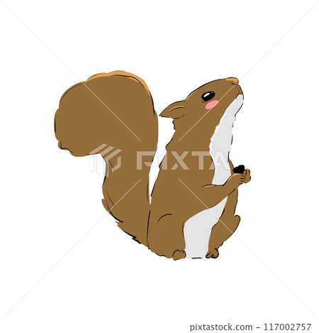 Brown squirrel with cute blush illustration, simple digital style	 117002757