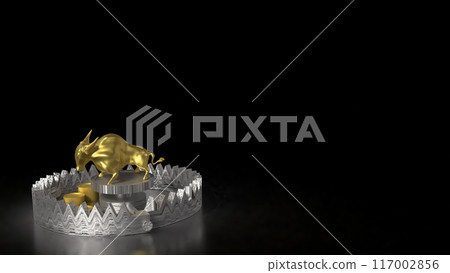 The Gold Bull on trap for Business concept 3d rendering. The Gold Bull on trap for Business concept 3d rendering. 117002856