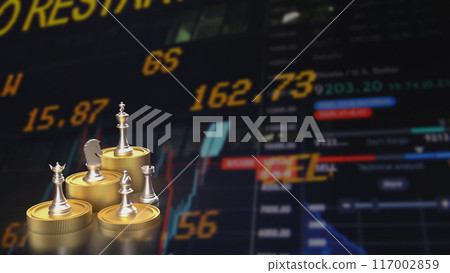 The Chess and gold coins for Business concept 3d rendering. The Chess and gold coins for Business concept 3d rendering. 117002859