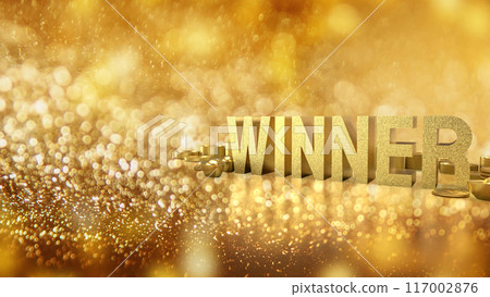 The winner text on gold Background 3d rendering. 117002876