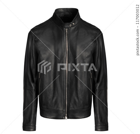 Black Leather Jacket Front View 117003012