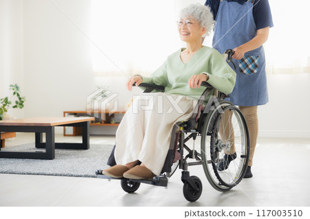 Elderly people and female caregivers 117003510
