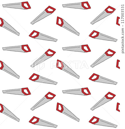 Vector seamless pattern of hand drawn saw  117003531