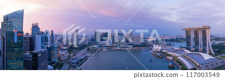 Panoramic view of Singapore at dusk 117003549