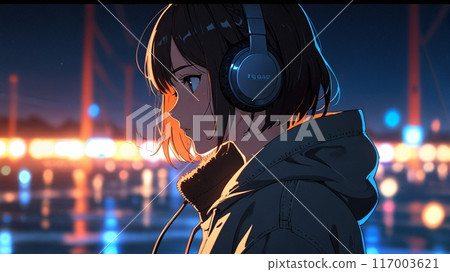 女孩夜景圖 117003621