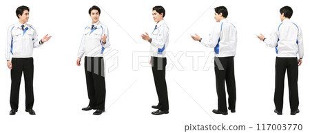 在工廠工作的人或建築工作制服的全身人物剪裁材料 在工廠工作的人或建築工作制服的全身人物剪裁材料 117003770