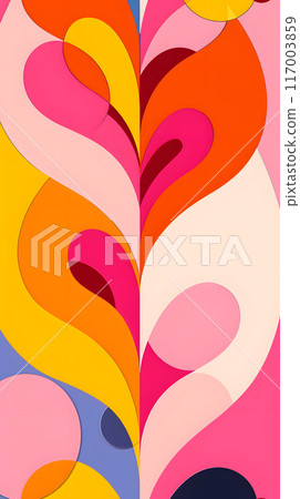 Colorful Abstract Background with Flowing Curves and Shapes 117003859