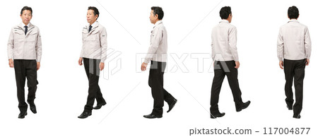 工廠/建築工作穿著工作服的男子全身圖剪裁材料 117004877