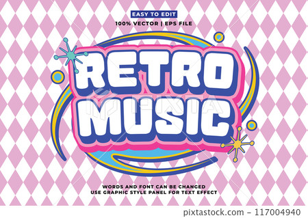 Retro editable text effect style. Retro vintage music party festival 3d cartoon style premium vector 117004940