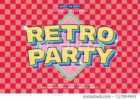 Retro editable text effect style. Retro vintage music party festival 3d cartoon style premium vector 117004941