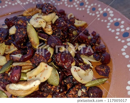 Mexican sweets: chili pepper mixed berries and nuts (pumpkin seeds, cashews, walnuts) 117005017