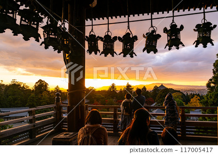 [Nara Prefecture] Sunset in Nara as seen from the Nigatsudo Hall of Todaiji Temple 117005417