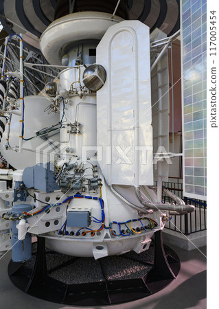 Life-size model of descent vehicle of interplanetary station Venera-9 landed on Venus planet in 1975 Life-size model of descent vehicle of interplanetary station Venera-9 landed on Venus planet in 1975 117005454