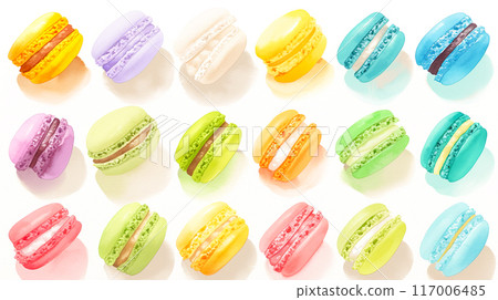 多彩馬卡龍水彩插圖背景 117006485