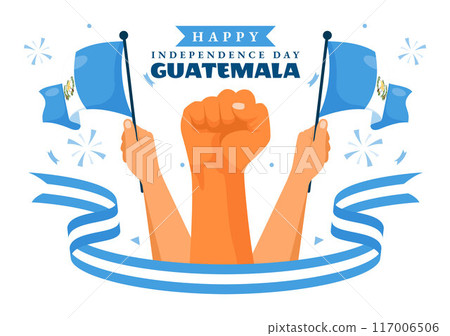 Happy Guatemala Independence Day Vector Illustration for September 15 with a Waving Flag and Ribbon in a Flat Style Cartoon Background 117006506