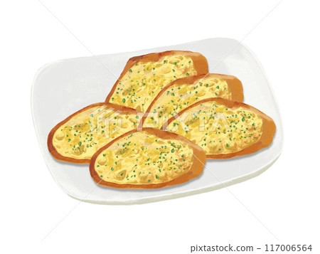 Garlic toast (5 slices) with plate 117006564