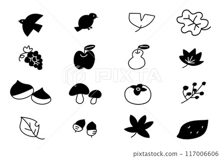 Autumn illustration icon set black 117006606