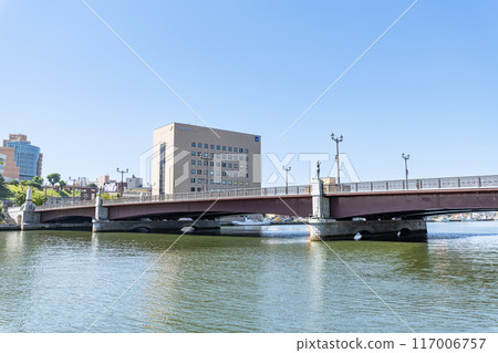 Kushiro City, Hokkaido: A famous tourist spot: Nusamai Bridge on a clear day Kushiro City, Hokkaido: A famous tourist spot: Nusamai Bridge on a clear day 117006757