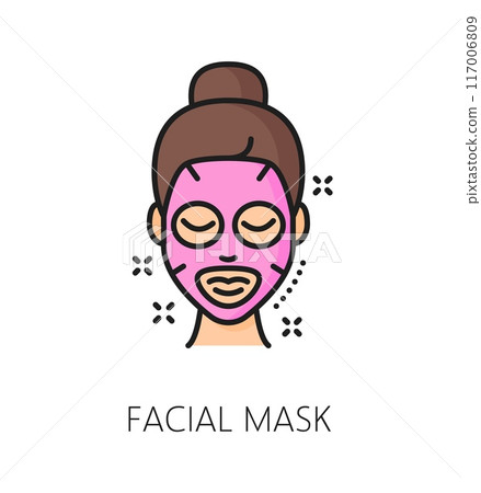 Face care mask, cosmetology and mesotherapy, skincare outline color icon. Face skin care moisturizing mask, dermatology cosmetics line vector pictogram. Woman beauty treatment linear sign or symbol Face care mask, cosmetology and mesotherapy, skincare outline color icon. Face skin care moisturizing mask, dermatology cosmetics line vector pictogram. Woman beauty treatment linear sign or symbol 117006809