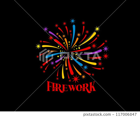 Carnival confetti firework icon, birthday event, fiesta party firecracker. Isolated vector emblem, dynamic burst of colorful cascade, vibrant joyous pyrotechnics explosion celebrating festivities Carnival confetti firework icon, birthday event, fiesta party firecracker. Isolated vector emblem, dynamic burst of colorful cascade, vibrant joyous pyrotechnics explosion celebrating festivities 117006847
