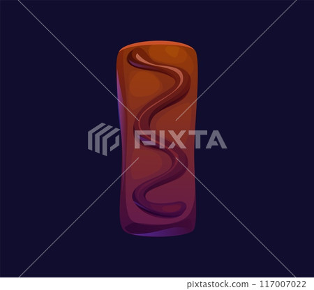 Letter I cartoon chocolate candy and confectionery alphabet, sweets typeface, font, cookie type. Isolated vector typography symbol resemble a choco bar with wavy pattern and smooth, glossy surface 117007022