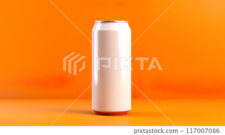 橙色背景上的純白色罐頭 橙色背景上的純白色罐頭 117007086