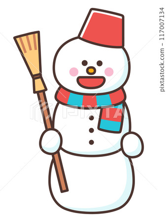 Snowman with a broom Snowman with a broom 117007134