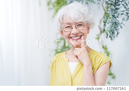 有美麗牙齒的資深婦女 117007161
