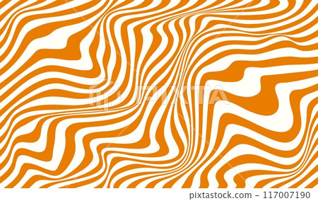 Swirl caramel pattern, seamless wavy peanut background. Vector sweet candy psychedelic texture, abstract distorted ornament with orange or white stripes. Dynamic caramel backdrop with optical illusion Swirl caramel pattern, seamless wavy peanut background. Vector sweet candy psychedelic texture, abstract distorted ornament with orange or white stripes. Dynamic caramel backdrop with optical illusion 117007190