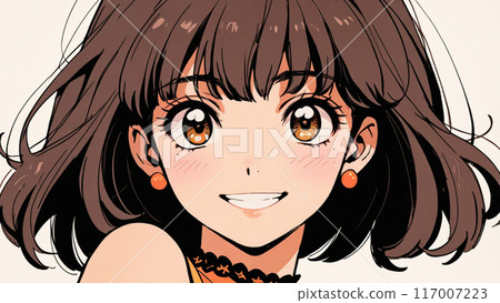 Short-haired woman in Halloween costume 117007223