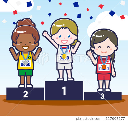 Female athlete at the awards ceremony 02 117007277