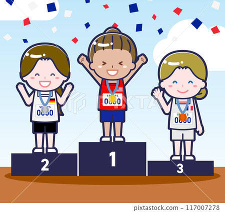 Female athlete at the awards ceremony 03 117007278