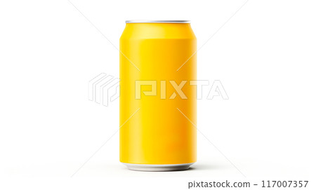 Plain yellow can on a white background Plain yellow can on a white background 117007357
