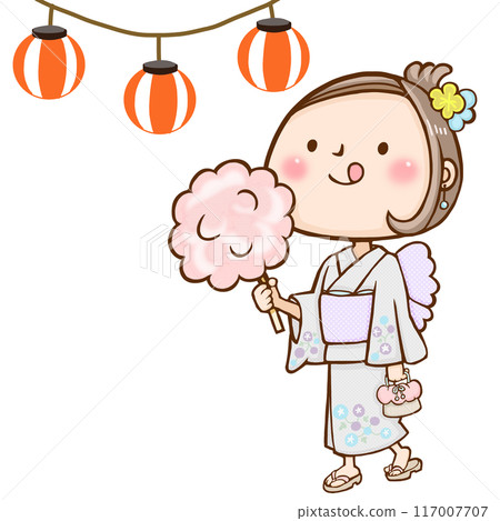 享受節日的yukata的女孩 117007707