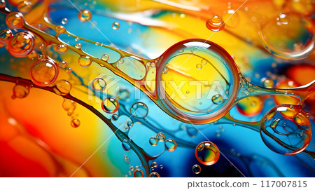 Colorful and vibrant oil bubbles background 117007815