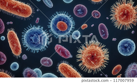 各種細菌群在體內移動的顯微影像 各種細菌群在體內移動的顯微影像 117007959