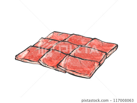 牛肩腰肉手寫畫筆繪畫風格插畫 牛肩腰肉手寫畫筆繪畫風格插畫 117008063