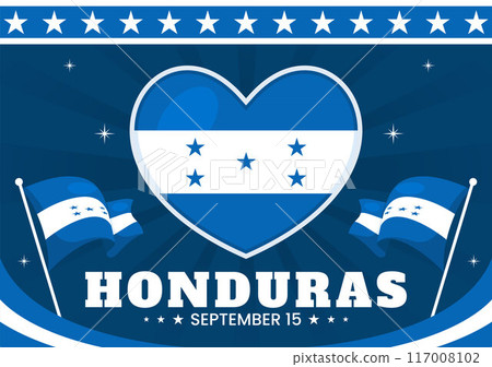 Happy Honduras Independence Day Vector Illustration for September 15 with Waving Flag Background in National Holiday Flat Style Cartoon Design 117008102
